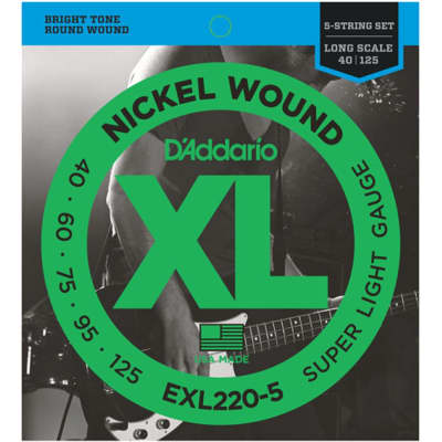 D'Addario EXL220-5 Nickel Wound 5-String Bass Strings Long Scale 40-125 image 1