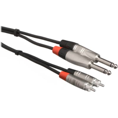 Hosa - HPR-003X2 - Dual REAN 1/4 inch TS to RCA Pro Stereo Cable - 3 ft. image 1