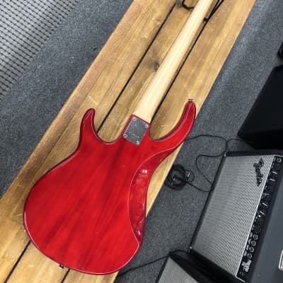 Peavey Milestone IV Fretless Bass Guitar - Transpartent Red image 11