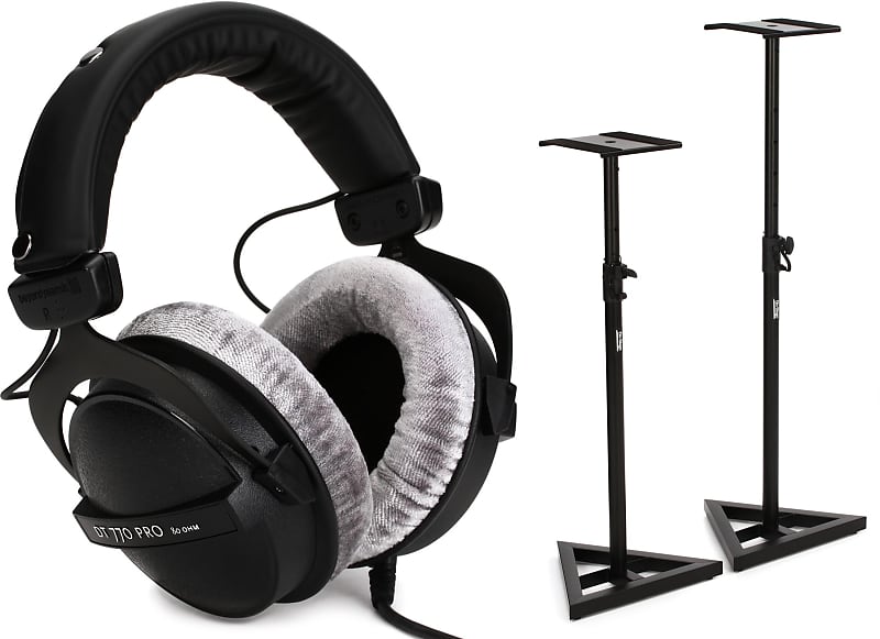Beyerdynamic DT 770 Pro 80 ohm Closed-back Studio Mixing Headphones  Bundle with On-Stage Stands SMS6000-P Studio Monitor Stands image 1