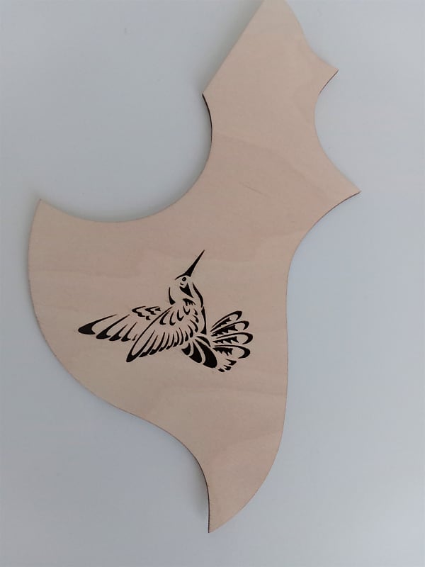 Acoustic Guitar Custom Wood Pickguard - Hummingbird Design - Free USA Shipping image 1