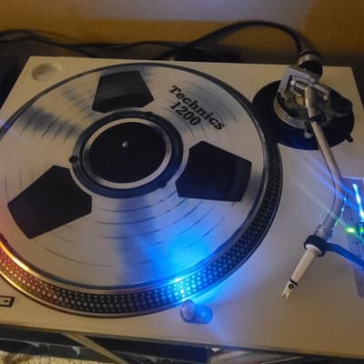 Pair of White Technics SL-1200 MK2 Custom DJ Turntables image 12