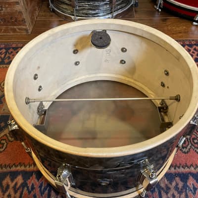 1937 Leedy 8x14 Pre-War Broadway Swingster Parallel Solid Shell Snare Drum Black Dimond Pearl image 12