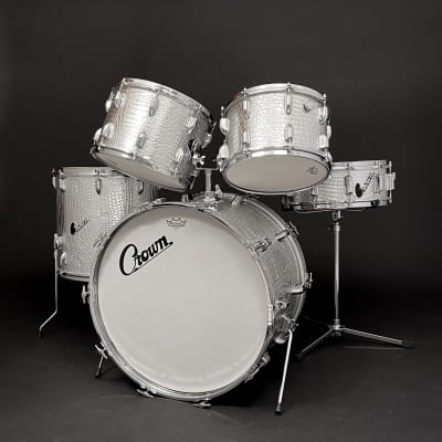 Vintage 1970s MIJ Crown Five Piece Drum Kit Set Custom Wrap New Remo Heads Drums Only image 1