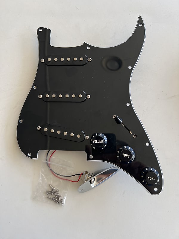 Fender Squire Stratocaster Black fully loaded pick guard | Reverb