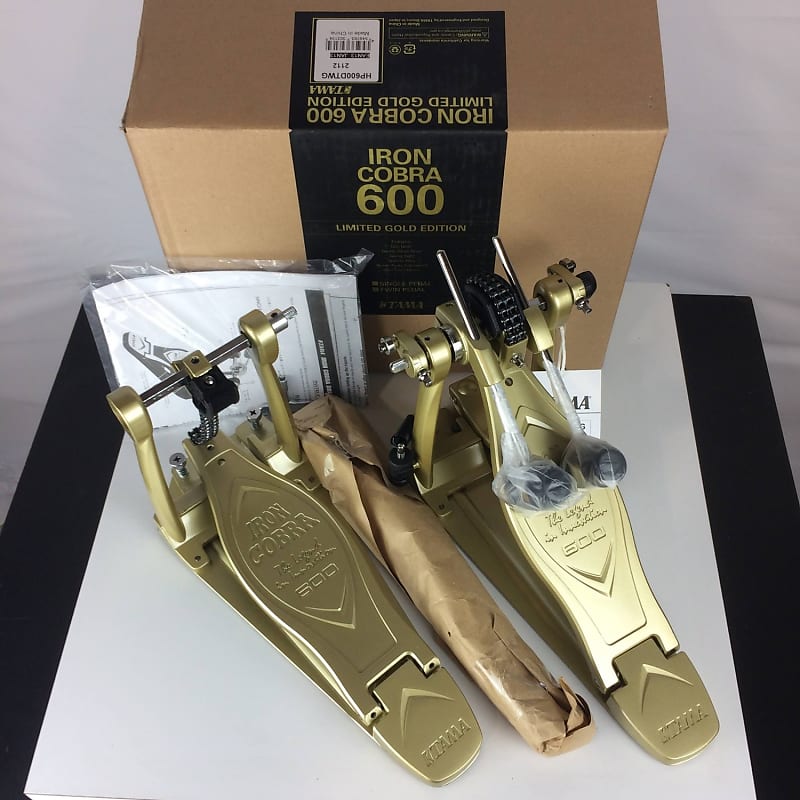 Tama Iron Cobra 600 Duo Glide Double Bass Drum Pedal, Limited Edition Satin  Gold