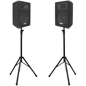 Seismic Audio FL-12P-PKG1 Passive 1x12" 300w Speakers (Pair) w/ Tripod Stands