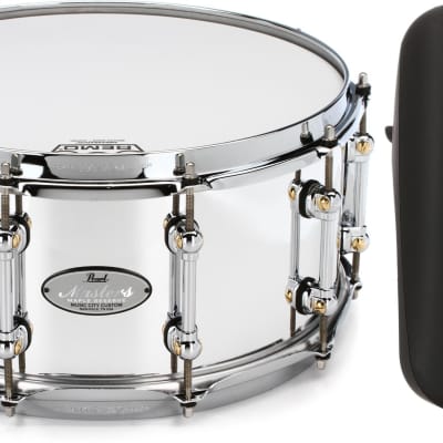 Pearl Music City Custom Master's Maple Reserve Snare Drum - 14 x 6.5 inch -  Mirror Chrome Bundle with Overtone Labs Tune-Bot Studio Drum Tuner