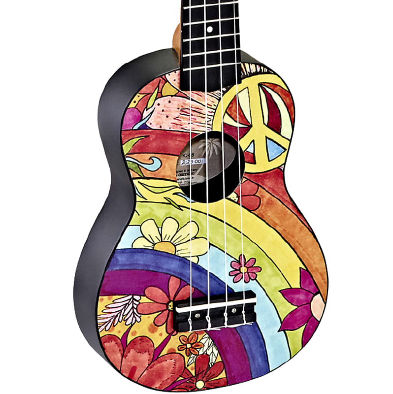 Ortega Keiki Designer Series Ukulele Soprano Peace '68 K2-68 w/ Bag