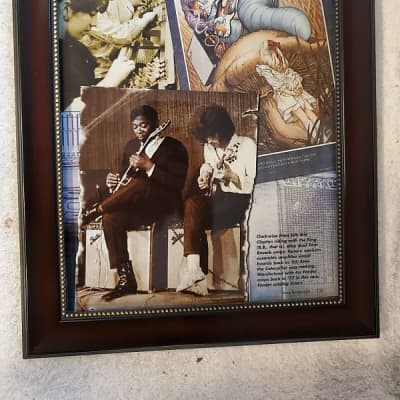 1990's Fender Guitars Color Promotional Ad Framed B.B. King Eric Clapton Original