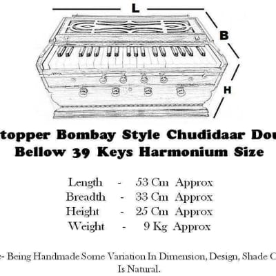 Handmade Bombay Harmonium Chudidar Double Bellow 39 Key Two Reed 8 Stopper  Style Best2022 image 7