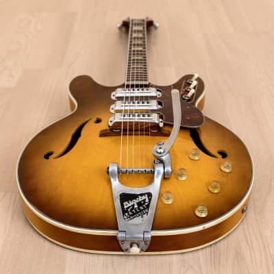 1966 Harmony H76 Vintage Electric Guitar 100% Original w/ DeArmond Gold Foils, Bigsby B3 & Case image 14