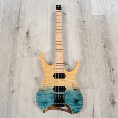 Mayones Hydra Elite 6 Headless Guitar, 3A Birdseye Maple Fretboard, Custom Blue Horizon image 3