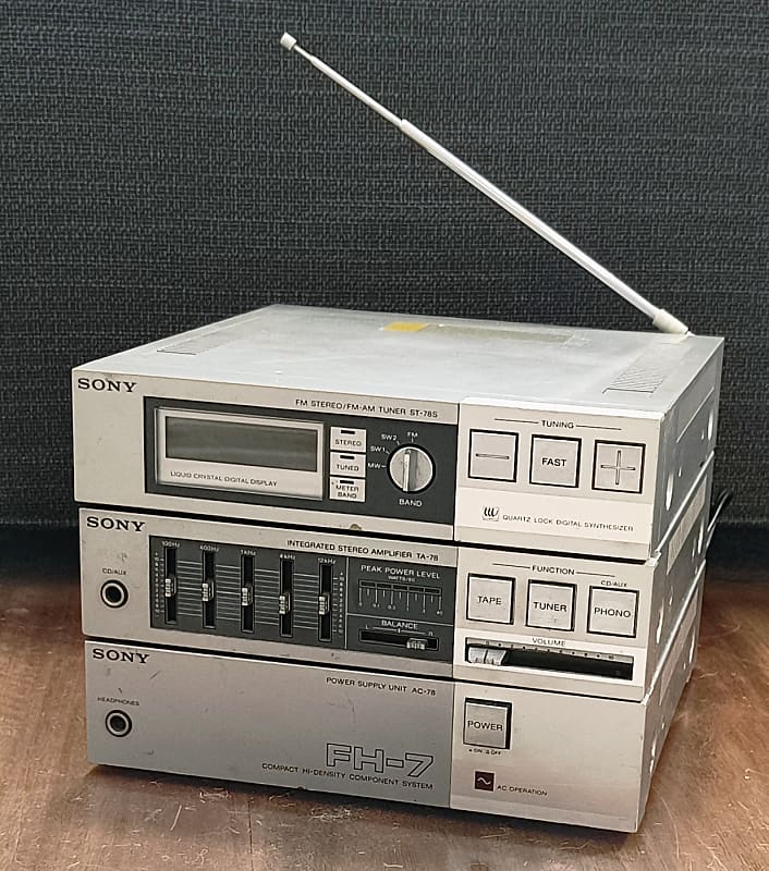 Vintage Sony FH-7 Stereo Music System Components - ST-78/TA-78/AC-78  			