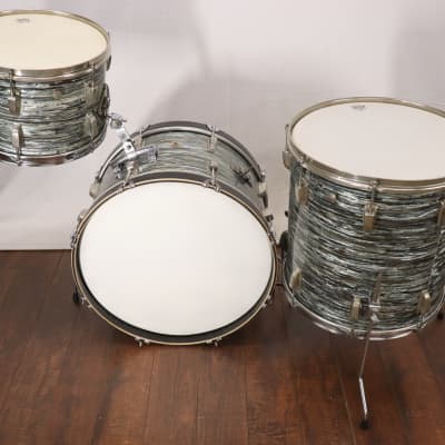 Ludwig Blue Oyster Pearl New Yorker 3pc Drum Kit Set Vintage 1960's 13/16/20" image 14