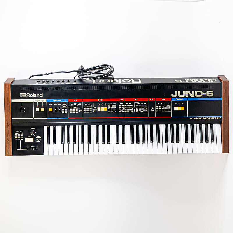 1983 Roland Juno-6 61-Key Polyphonic Analog Synthesizer with Hardshell Case image 1