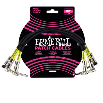 Ernie Ball 1' Angle / Angle Patch Cable 3-Pack - Black image 1