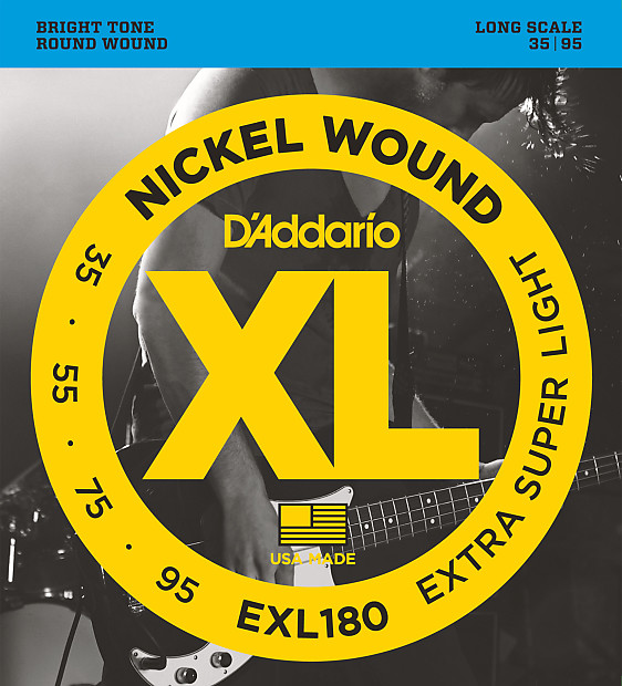 D'Addario EXL180 Nickel Wound Bass Guitar Strings, Extra Super Light, 35-95, Long Scale image 1