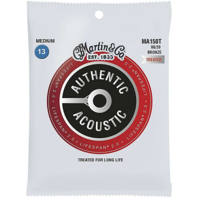 Martin MA150T 80/20 Authentic Acoustic Lifespan® Guitar Strings Medium .013-.056 image 1