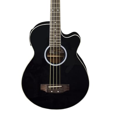 Black 4-String Acoustic Electric Bass Guitar w/ Gig Bag by Washburn for sale