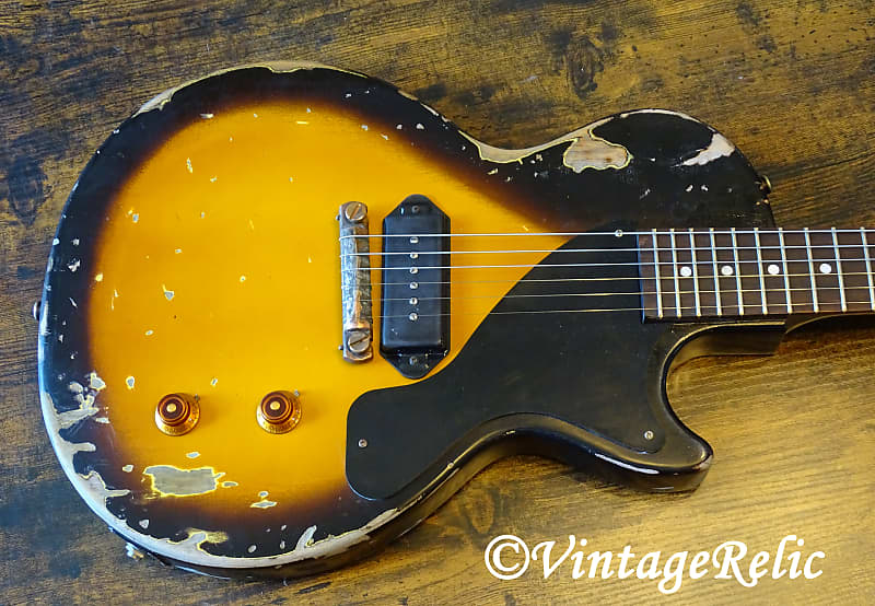 Gibson USA Les Paul junior　relic Gibson Les Paul Junior Relic- Custom Black P90 | Reverb