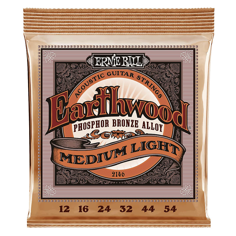 Ernie Ball Earthwood Medium Light Phosphor Bronze Acoustic Guitar Strings - 12-