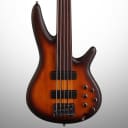 Ibanez SRF705 Portamento Fretless Electric Bass, 5-String - Brown Burst