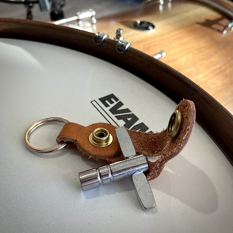 Evans '56 Drum Key with Brown Leather Key Ring Fob