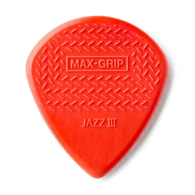 Dunlop 471P3N Max-Grip Jazz III Nylon Guitar Picks, Red, 6 Pack image 1
