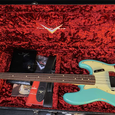 Mint! 2023 Fender Custom Shop 60 Jazz Bass Relic Aged Seafoam Green Stack Knob Chrome Hardware 9.5lbs image 11
