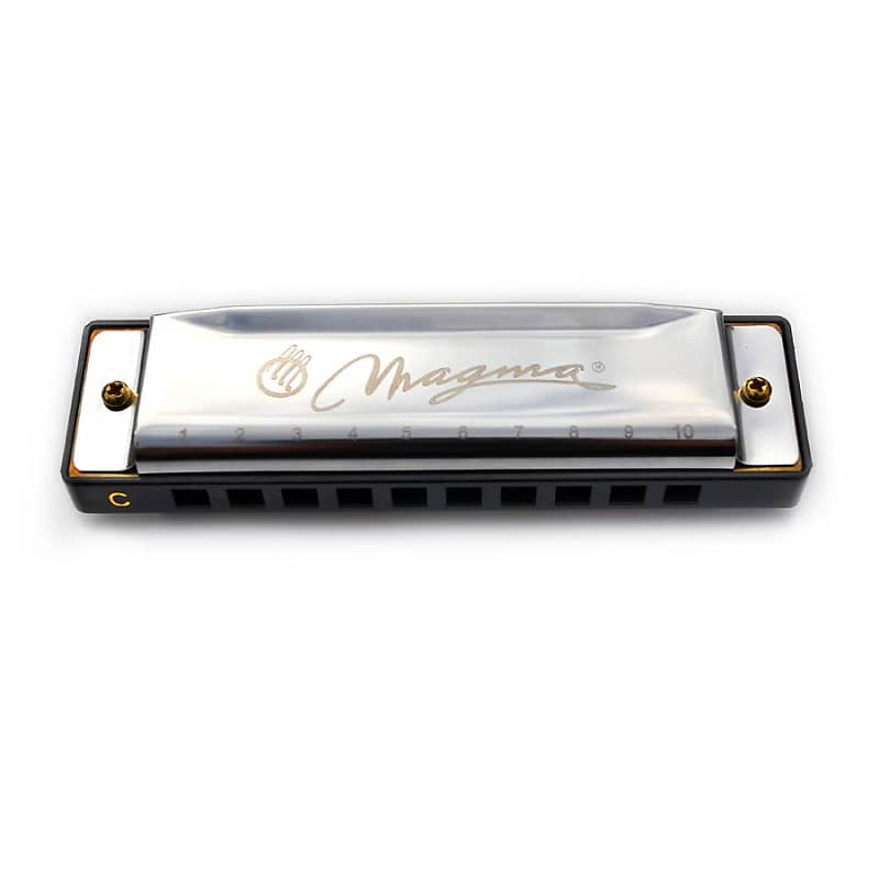 Magma Harmonica, 10 Holes 20 Tones Blues Diatonic Harmonica Key of C For Adults, Beginners, Professional Player and Kids, as Gift, Silver (H1004S) image 1