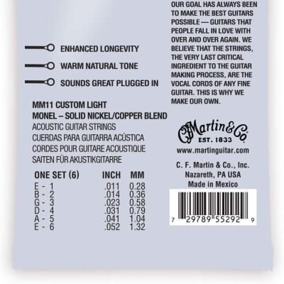 Martin Mm11 Custom Light 11 52 Retro® Acoustic Guitar Strings image 2