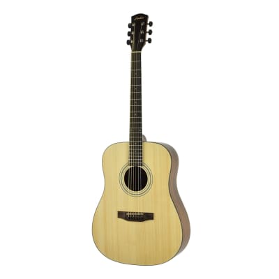 Lorden Solid Spruce Top OM Style Acoustic Guitar with Gig Bag (Natural Satin) image 2