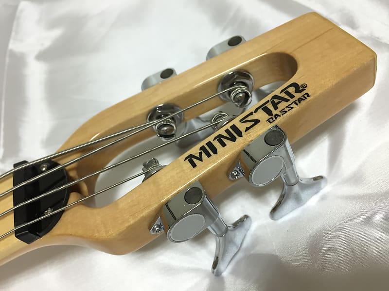 Ministar Basstar Travel Guitar Natural Finish 4 String Bass with Built-in  Amp