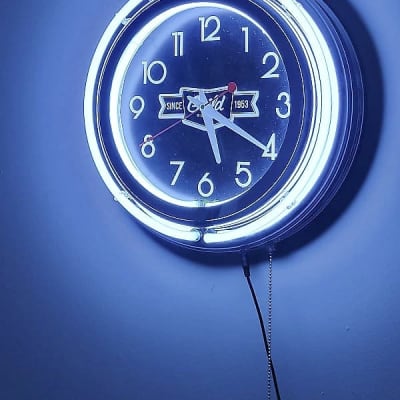 Guild Guitars Dealer Style Double Neon White/White Light Up Clock Killer Cool Man Cave/Garage/Bar Item image 2