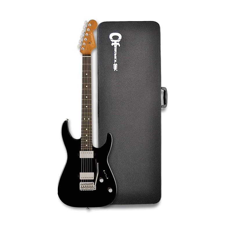 Charvel Super-Stock DKA22 2PT EB Electric Guitar (Gloss Black) - High-Performance Metal Electric Guitar and Ebony Fingerboard Bundle with Charvel Hardshell Case image 1