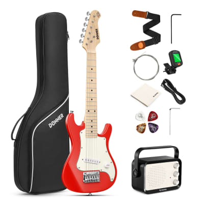 Donner DSJ-100 30 Inch Kids Electric Guitar Beginner Kits for Boys Girls, Red for sale