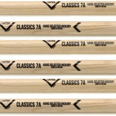 Vater Hickory Drumsticks 4-pack - Los Angeles 5A - Wood Tip  Bundle with Vater Classics Drumsticks 3-pack - 7A - Wood Tip image 3
