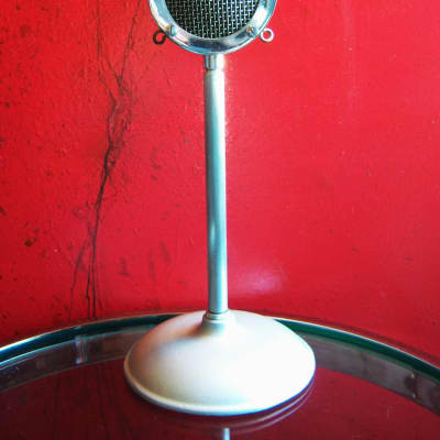 Vintage RARE 1930's Astatic D-104 crystal "Lollipop" microphone Chrome w period desk stand # 2 image 1