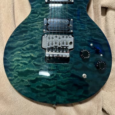 ESP GrassRoots G-LP-49QM Les Paul Type, See-Thru Teal Quilted Maple image 2