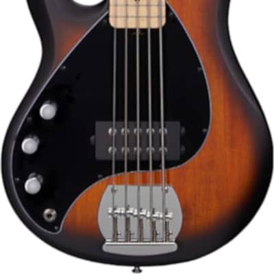 Sterling StingRay RAY5LH Left-Handed 5-String Bass Guitar, Maple Fingerboard, Vintage Sunburst image 1