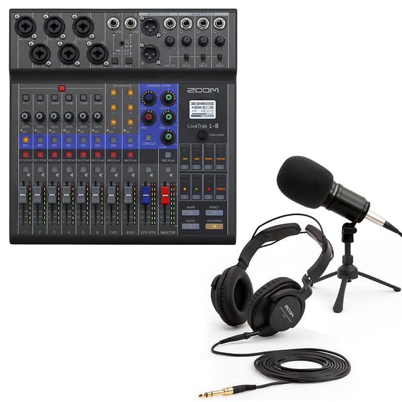Zoom LiveTrak L8 Podcasting Mixer Interface Recorder w/ Reverb