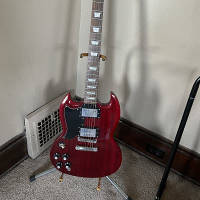 Lefty Epiphone SG G-400 Pro 2010 - Red w/ custom Seymour Duncan pickups for sale