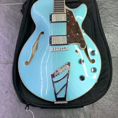D’Angelico New York DAPSSOTCTCB Premier Blue Hollow Body Electric Guitar 6 String w/ Soft Case image 3