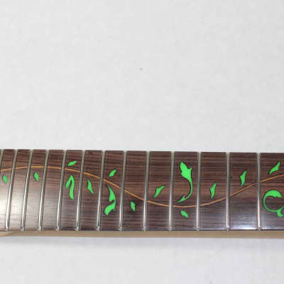 7 string Green Glo Vine Inlay  Neck-fits ibanez (tm) rg jem UV bodies- 65mm Heel - J1580 image 8