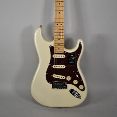 2021 Fender Player Plus Stratocaster Olympic Pearl Finish Electric Guitar w/ Bag image 1