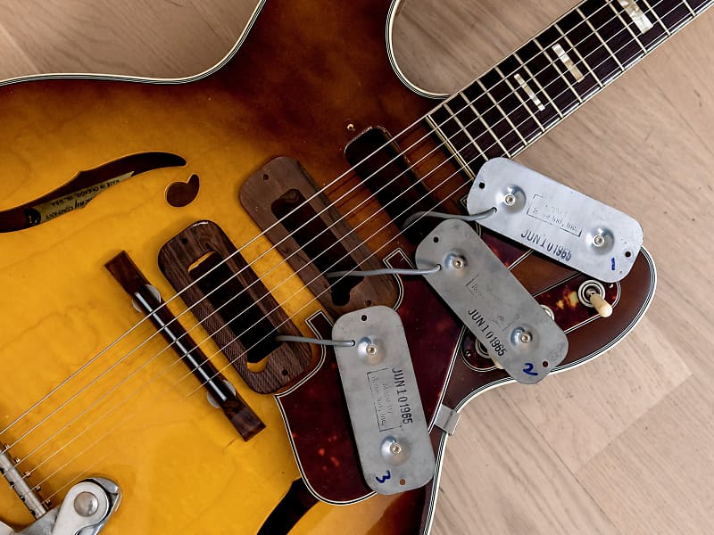 1965 Harmony H76 Vintage Electric Guitar w/ DeArmond Gold