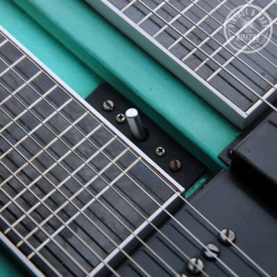 c.1970s Vintage Double-Neck, Non-Pedal Double Eight 8 Lap Steel Hawaiian Slide Electric Guitar, Turquoise |  Unbranded; v. similar to Emmons, Sho-Bud / Possibly One-of-a-Kind or Prototype image 5