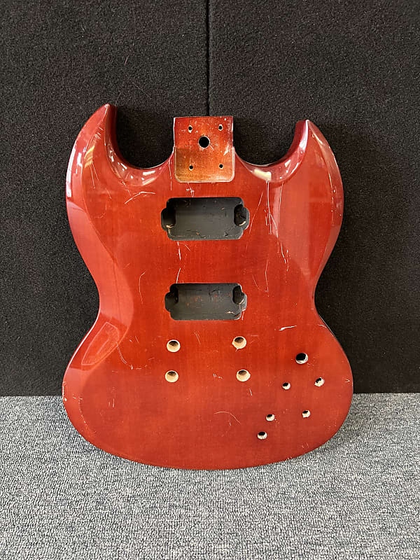 Unbranded SG style guitar body - worn cherry Project build #3 image 1