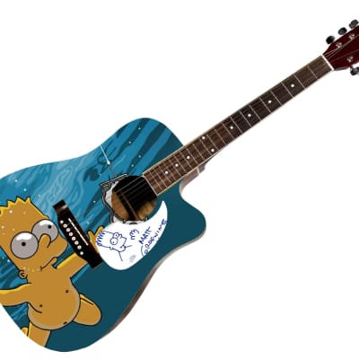 Matt Groening w Bart Sketch Signed 1:1 The Simpsons Graphics Photo Guitar ACOA image 3